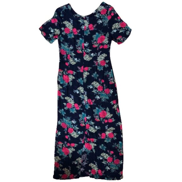 Vintage 90s early 00s dark rose florals maxi fitted dress - Picture 2 of 15
